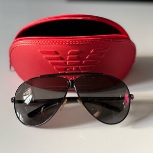Emporio Armani Black Aviator Sunglasses